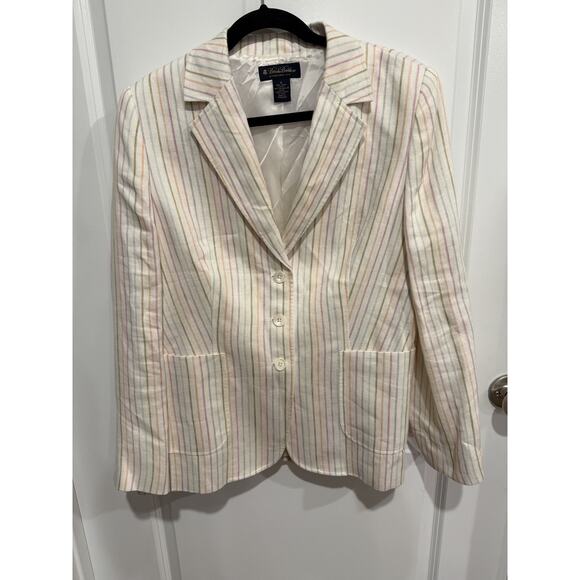 BROOKS BROTHERS - MULTI-COLOR STRIPED LINEN BLAZER/SUIT-JACKET - MISSES 12 - Picture 1 of 10